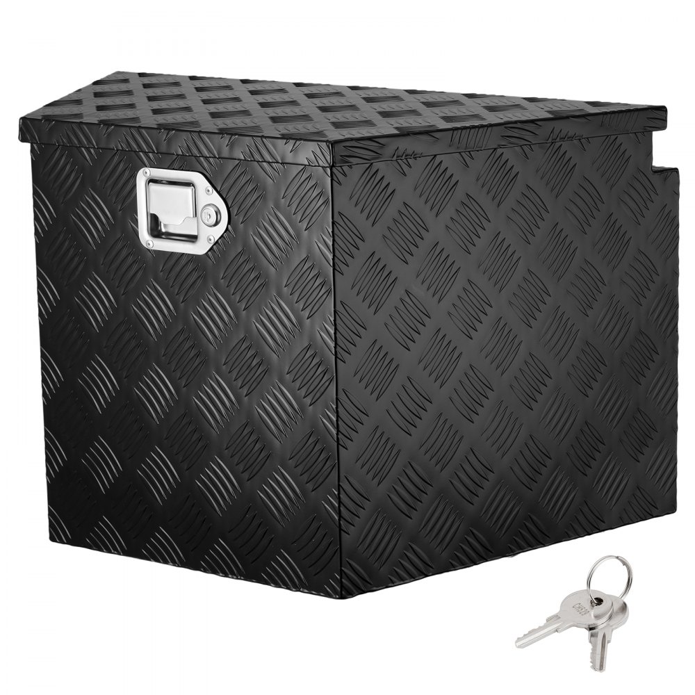 VEVOR Trailer Tongue Box, Aluminum Alloy Diamond Plate Tongue Box Tool Chest, Heavy Duty Trailer Box Storage with Lock and Keys, Utility Trailer Tongue Box for Pickup Truck, RV, Trailer, 29"x16.2"x18" - TCGJXLHJHS29XG563V0