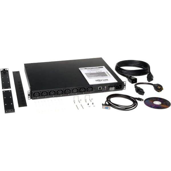 Tripp Lite PDU, Switched, 3.2-3.8kW, 200-240V, 8 C13, 1U - PDUMH20HVNET
