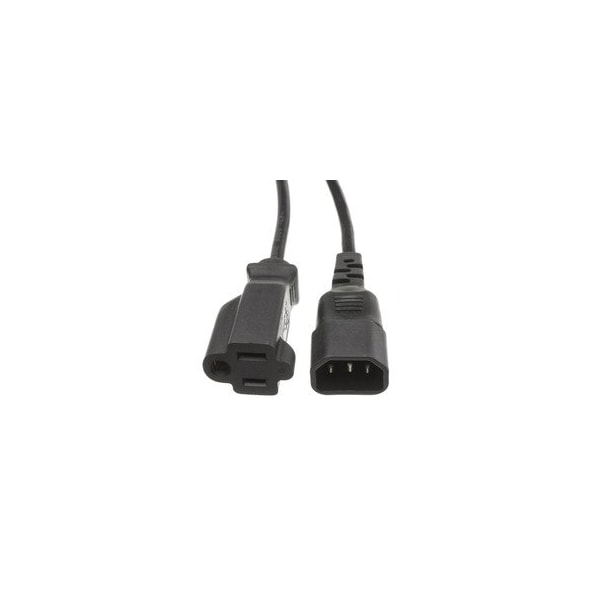 Swe-Tech 3C Power Cord Adapter, Black, C14 to NEMA 5-15R, 10 Amp, 6 foot - FWT10W1-05206