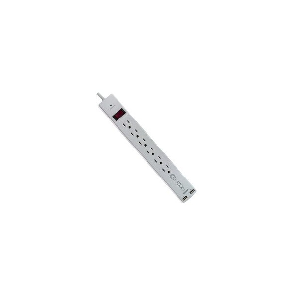 Swe-Tech 3C Surge Protector w/2 USB ports2.4 Amp, Flat Rotating Plug, 6 Outlet, , Plastic, Power Cord 6ft - FWTC2007