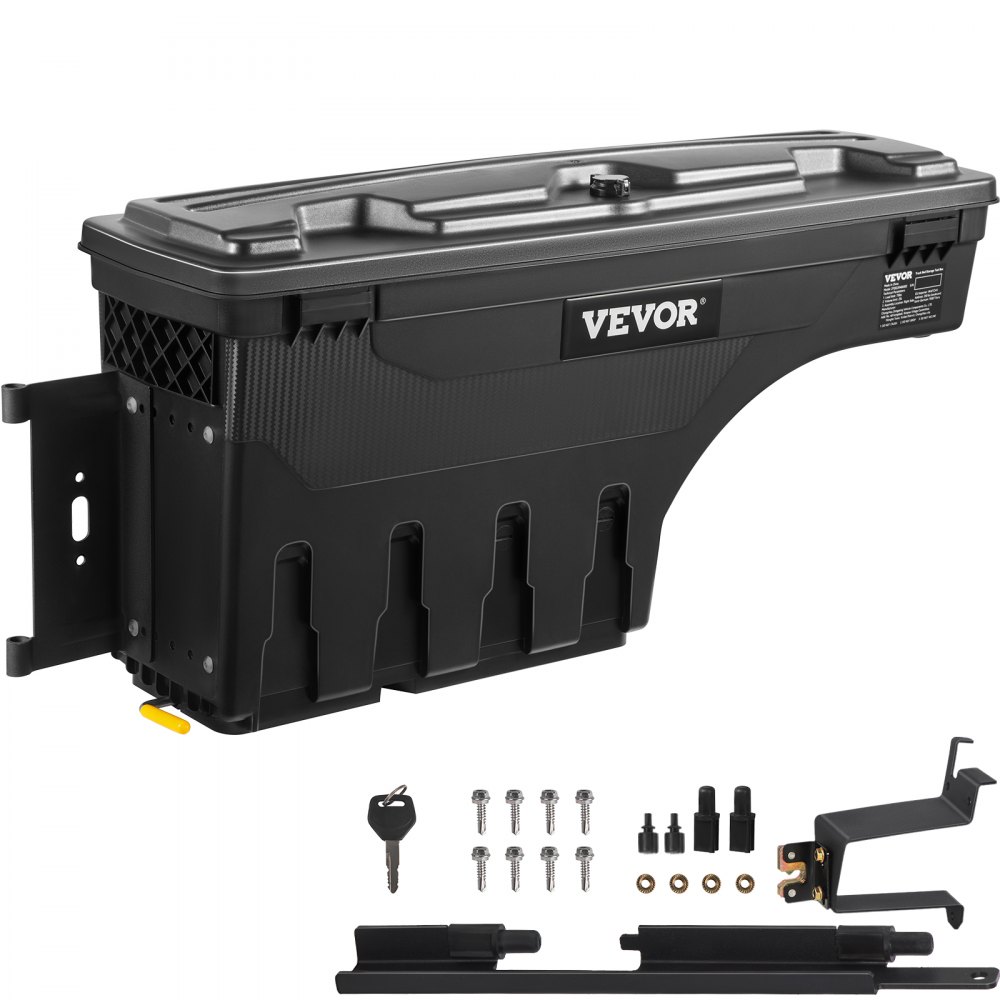 VEVOR Truck Bed Storage Box, Lockable Lid, Waterproof ABS Wheel Well Tool Box 6.6 Gal/20 L, Compatible with Chevrolet Silverado 1500 GMC Sierra 1500 2019-2021, Driver Side, Black - KCLJGJXJSYCBDIFK7V0