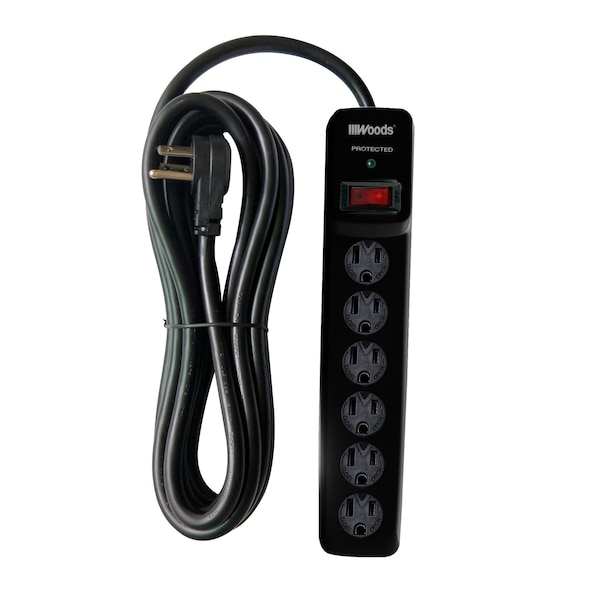 Woods 6 Outlet Surge Strip with 1180 Joules and super long 15' cord - 41515