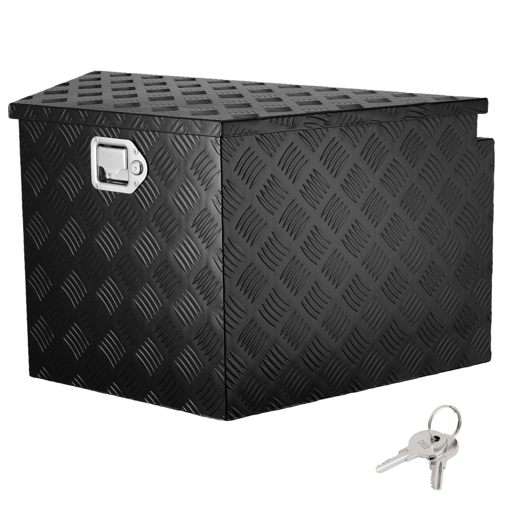 VEVOR Trailer Tongue Box, Aluminum Alloy Diamond Plate Tongue Box Tool Chest, Heavy Duty Trailer Box Storage with Lock and Keys, Utility Trailer Tongue Box for Pickup Truck, RV, Trailer, 33"x19"x18" - T33X19X18INCH8Q94V0