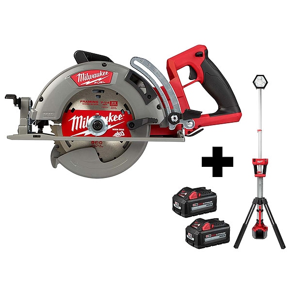 Milwaukee Tool C Saw 7-1/4", Tower Light, M18 XC6.0 2PK - 2830-20, 2131-20, 48-11-1862