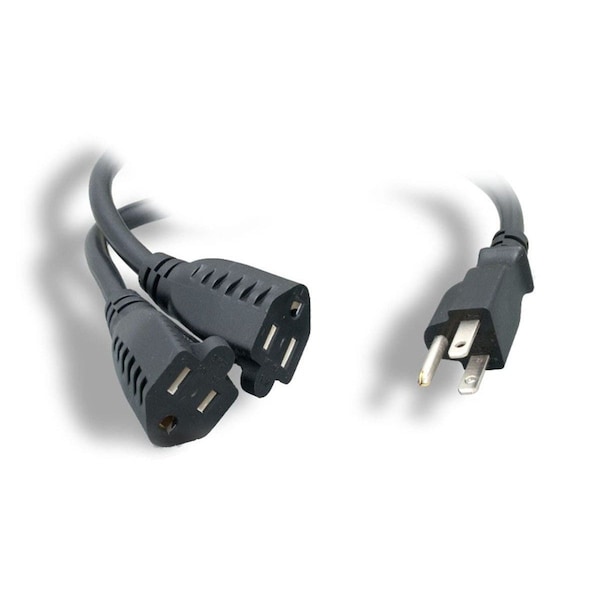 Monoprice Molded Y-Splice Extension Cord Adapter, 16 AWG, 16/3, 1 Outlets - 41088