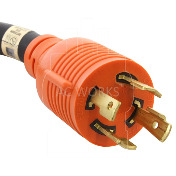 Ac Works SOOW; Cold Weather Extension Cord, 10 AWG, Indoor/Outdoor, 10/4, 1 Outlets, Black, Rubber, Nylon - L1430PR-025