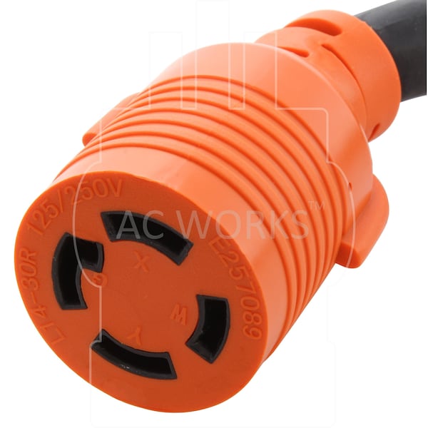 Ac Works SOOW; Cold Weather Extension Cord, 10 AWG, Indoor/Outdoor, 10/4, 1 Outlets, Black, Rubber, Nylon - L1430PR-025