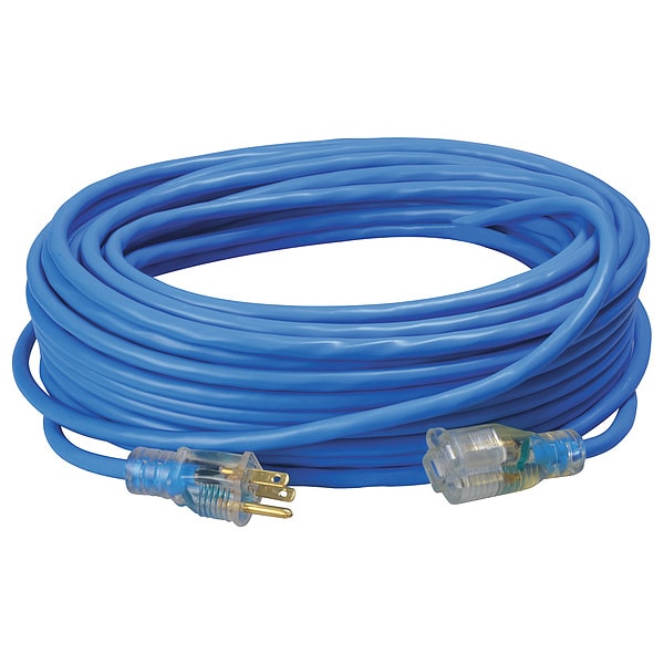 Southwire SJTW Extension Cord, 14 AWG, Outdoor, 14/3, 1 Outlets, 5-15R, Blue, PVC, 5-15P, 100 ft - 2469SW8806