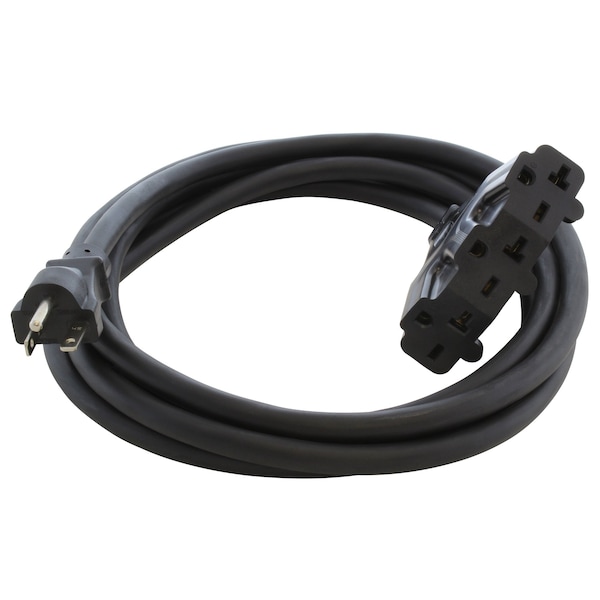 Ac Works STW; Cold Weather Extension Cord, 12 AWG, Indoor/Outdoor, 12/3, 3 Outlets, Black, PVC, 6-20P, 10 ft - S620W620-010