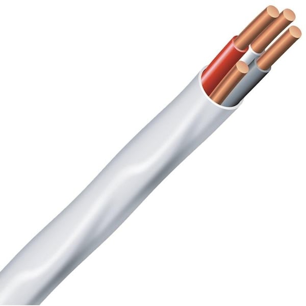 Southwire NM-B, Non-Metallic Building Cable, Copper, 14 AWG, 3C, White, Solid, 50 ft - 14/3NM-WGX50