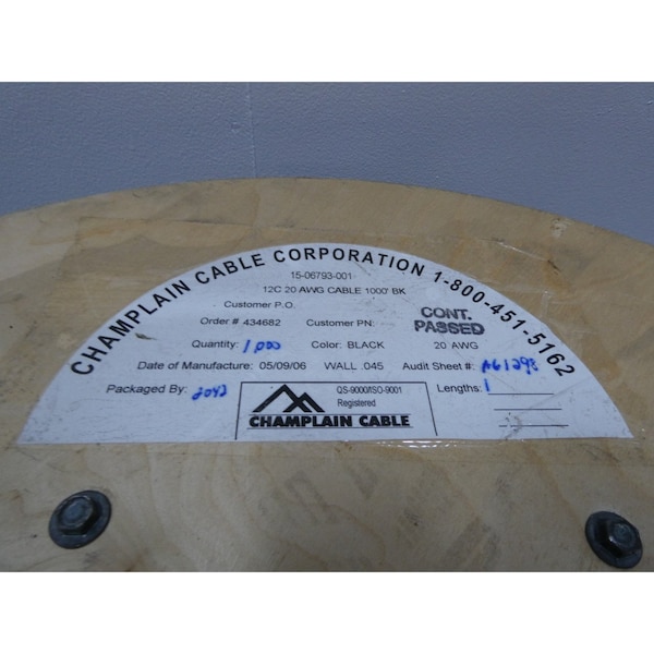 Champlain Cable BLACK CABLE 12C 20AWG 1000FT WIRE - 15-06793-001