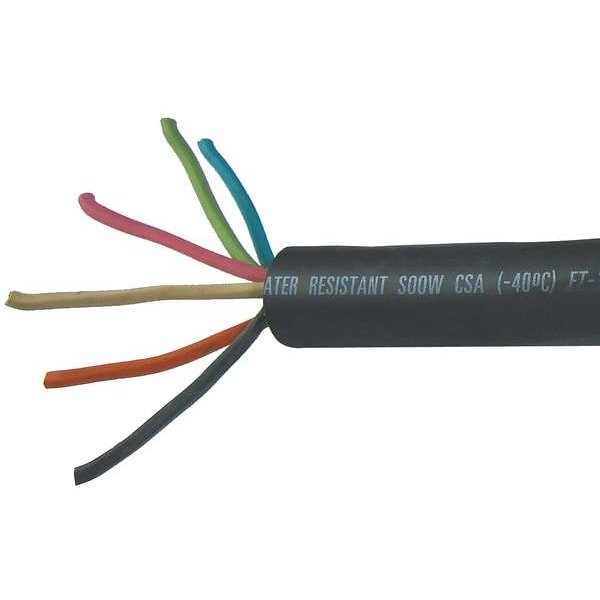 Carol Portable Cord, SOOW, 12 AWG, 6 C, Black, Rubber, Stranded, 600V, Indoor/Outdoor - 09206