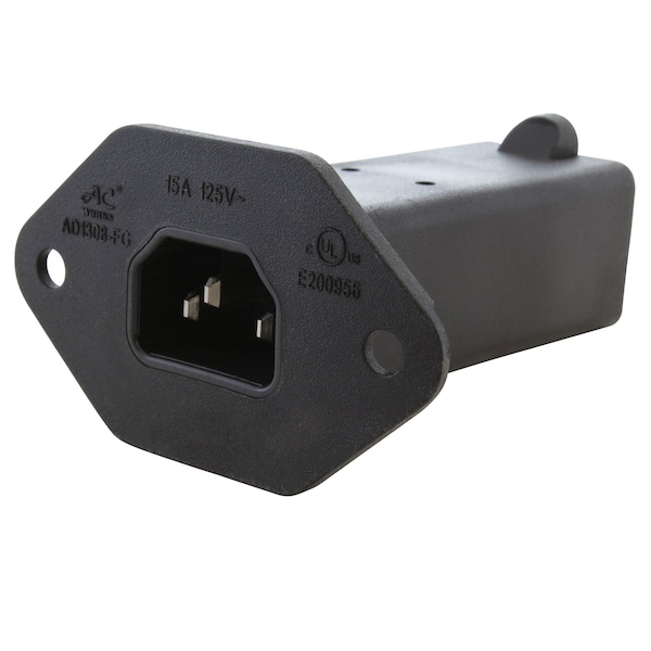 Ac Works IEC C14/ SHEET E with Mounting Holes to U.S. Household NEMA 5-15R Connector - AD1308-FG