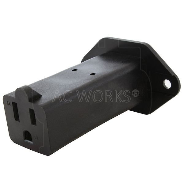 Ac Works IEC C14/ SHEET E with Mounting Holes to U.S. Household NEMA 5-15R Connector - AD1308-FG