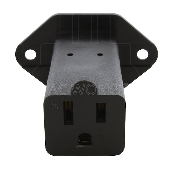 Ac Works IEC C14/ SHEET E with Mounting Holes to U.S. Household NEMA 5-15R Connector - AD1308-FG