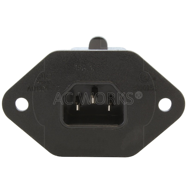 Ac Works IEC C14/ SHEET E with Mounting Holes to U.S. Household NEMA 5-15R Connector - AD1308-FG