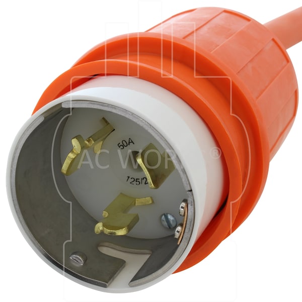 Ac Works 1.5FT 50A CS6365/ SS2-50P Locking Plug to 15/20A Household Outlet with 20A Breaker - SS2CB520