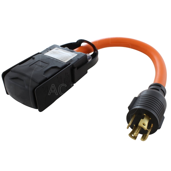 Ac Works 1.5FT L21-30P 30A 5-Prong Locking Plug to 4 Household Outlets with 20A Breakers - L2130CBF520