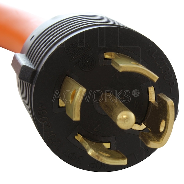 Ac Works 1.5FT L21-30P 30A 5-Prong Locking Plug to 4 Household Outlets with 20A Breakers - L2130CBF520