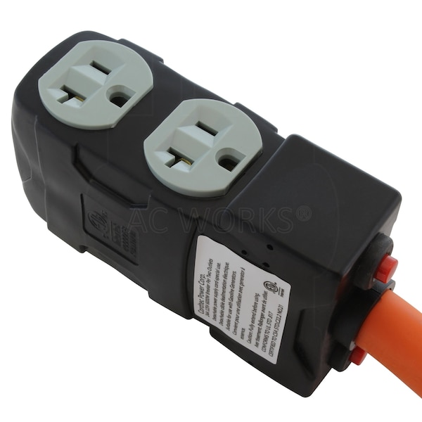 Ac Works 1.5FT L21-30P 30A 5-Prong Locking Plug to 4 Household Outlets with 20A Breakers - L2130CBF520
