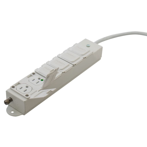 Hubbell Wiring Device-Kellems Outlet Strip, 15A HCOA, UL 2930, 6 Ft. - HBL6MGRPT6