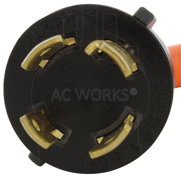 Ac Works 1.5FT L14-30P 30A 4-Prong Locking Plug to 4 Home Outlets with 20A Breaker - L1430CBF520