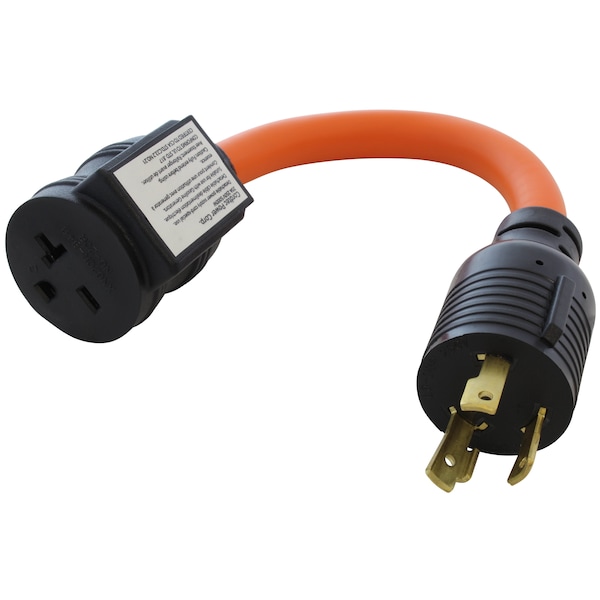 Ac Works 1FT 30A 3-Prong L6-30P Locking Plug to 6-15/20 Outlet with 20A Breaker - L630CB620