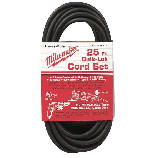 Milwaukee Tool 25' 3-Wire QUIK-LOK Cord - 48-76-4025