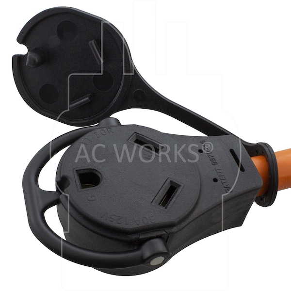 Ac Works 1FT 30A RV Piggy-Back Plug with 15/20 Amp Household Connector - PBTT30520