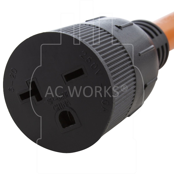Ac Works 1FT 50A 14-50 Piggy-Back Plug with 6-20R Connector Adapter Cord - PB1450620