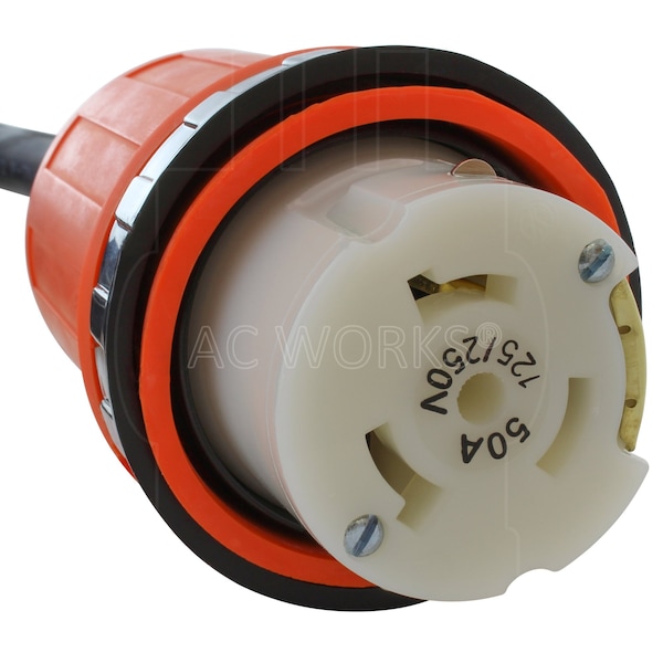 Ac Works 25ft RV 30A TT-30P Plug to SS2-50R RV/Marine 50A Detachable Inlet Connection - TTM50-025