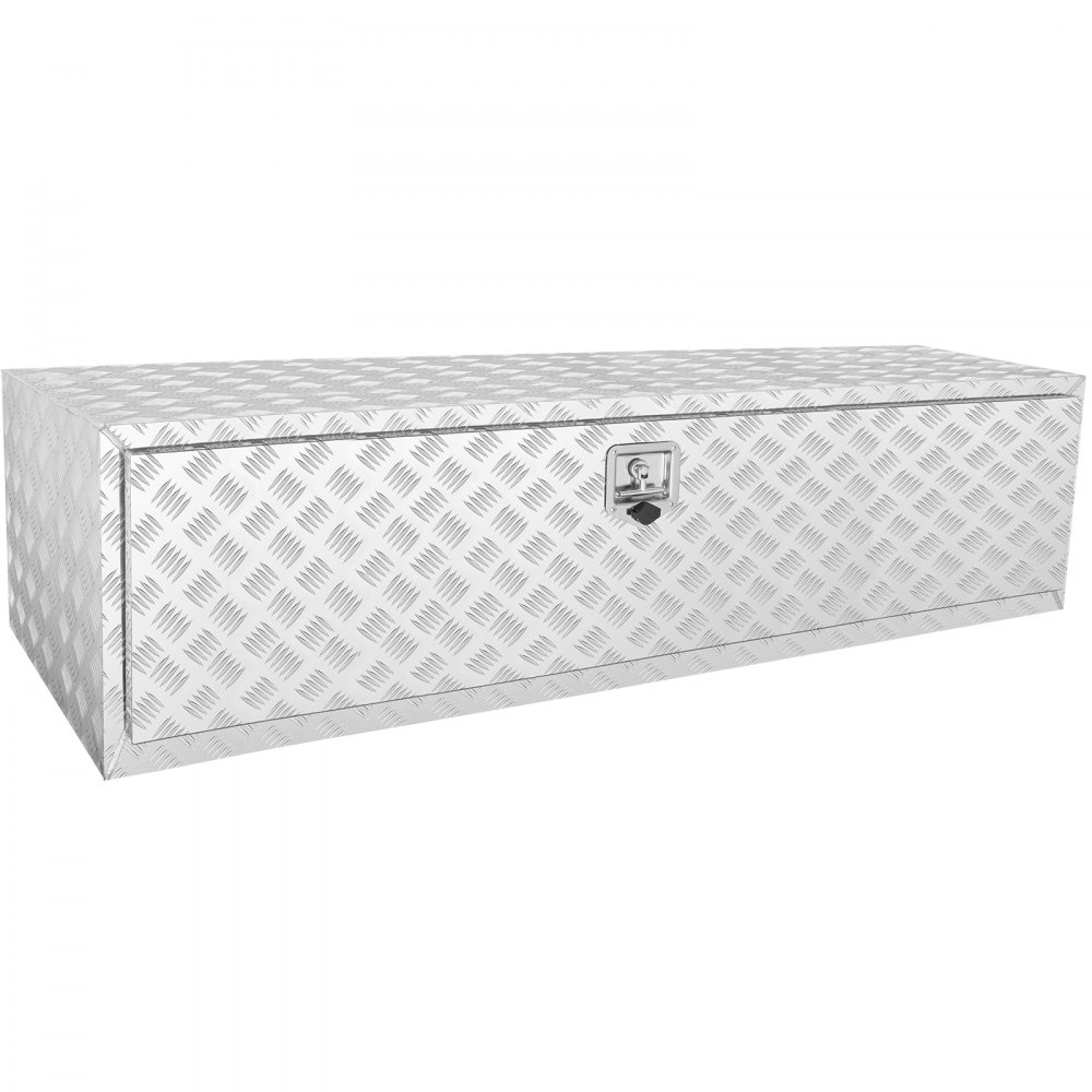 VEVOR Underbody Truck Box, 60"×24"×24" Pickup Storage Box, Heavy Duty Aluminum Diamond Plate Tool Box with Lock and Keys, Waterproof Trailer Storage Box with T-Handle Latch for Truck, Van, Trailer - CDK602424INCH3P1VV0