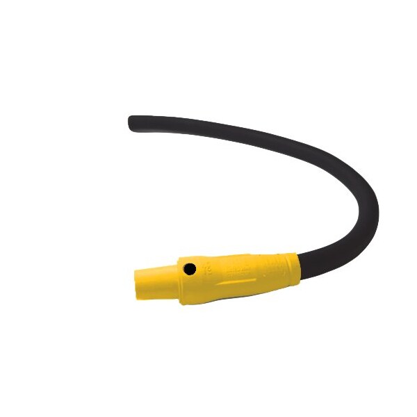 Power Assemblies Type W Pigtail 400A 4/0 AWG Series 16 Female Camlock to Blunt 3 ft, Yellow - 40TW16003FBY