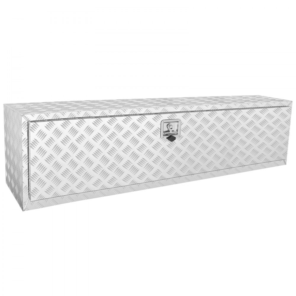 VEVOR Underbody Truck Box, 60"×17"×18" Pickup Storage Box, Heavy Duty Aluminum Diamond Plate Tool Box with Lock and Keys, Waterproof Trailer Storage Box with T-Handle Latch for Truck, Van, Trailer - CDK601718INCHTP08V0