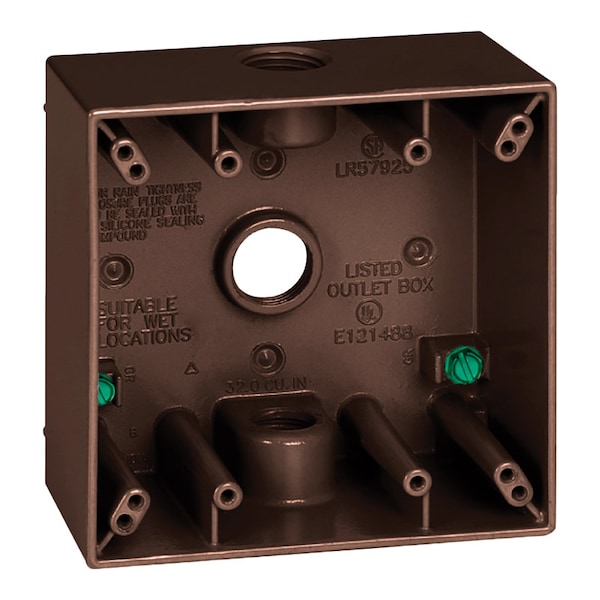 Sigma Electric Electrical Box, Outlet Box Type, 2 Gangs, Die-Cast Metal - 14350BR