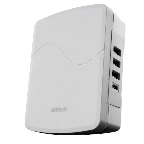 Woods 3 OUTLET SIDE ENT USB SURGE 2.4A USB-3A/1C PORTS 1060 JOULES, PH - 41260