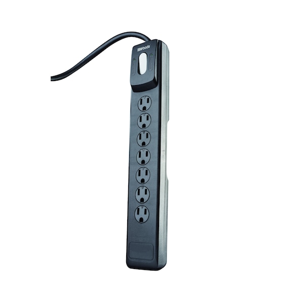 Woods 7 outlet surge strip, 1780J, 4FT cord w/flat plug and safety covers - 41626