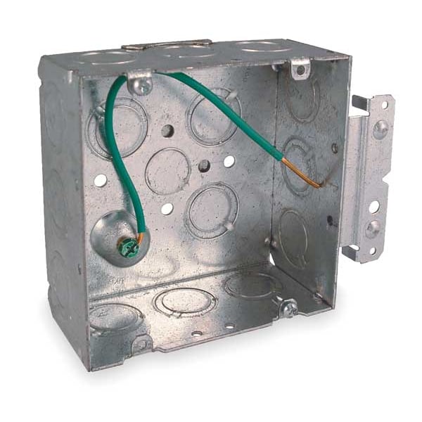 Raco Electrical Box, 42 cu in, Square Box Type, 2 Gangs, Galvanized Steel, Square Shape - 257H