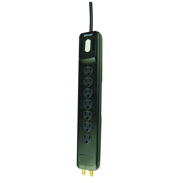 Woods 7 outlet surge strip, 2480J, 6' cord, Cable/satellite protection - 41627