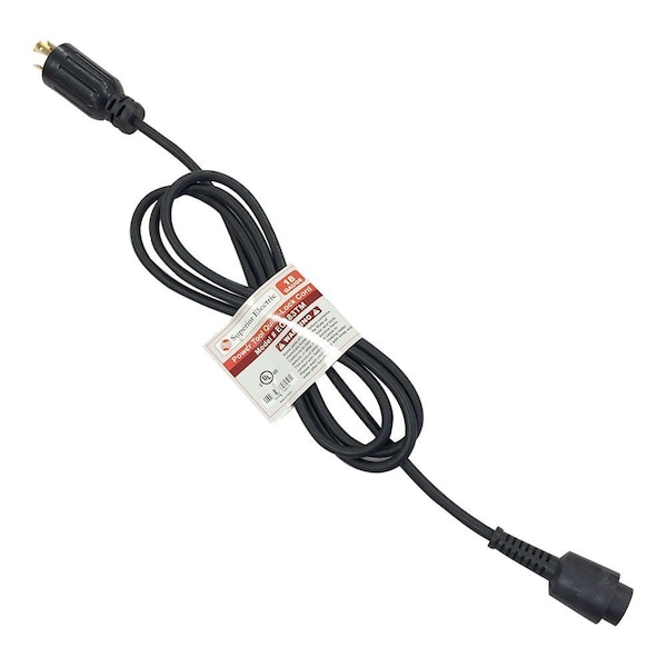 Superior Electric SJO Locking Extension Cord, 18 AWG, Outdoor, Black, Rubber, 8 ft - EC183TM