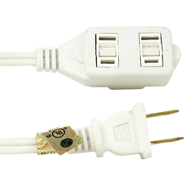 Sunlite Extension Cord, Indoor, 3 Outlets, White, 6 ft - 04100-SU