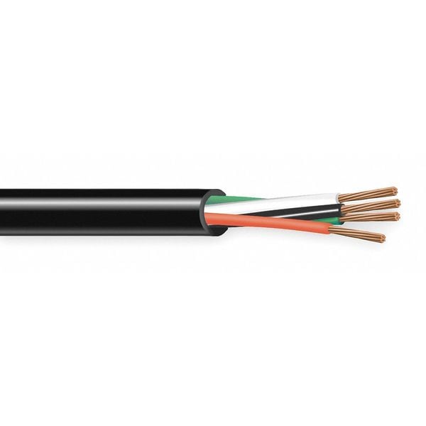 Carol Portable Cord, SJOOW, 18 AWG, 4 C, Black, Rubber, Stranded, 300V, Indoor/Outdoor - 01344