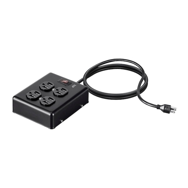 Monoprice Heavy Duty 4 Outlet Metal Surge Power Box_ 180 Joules_ w/6ft Cord_ Blk - 35099