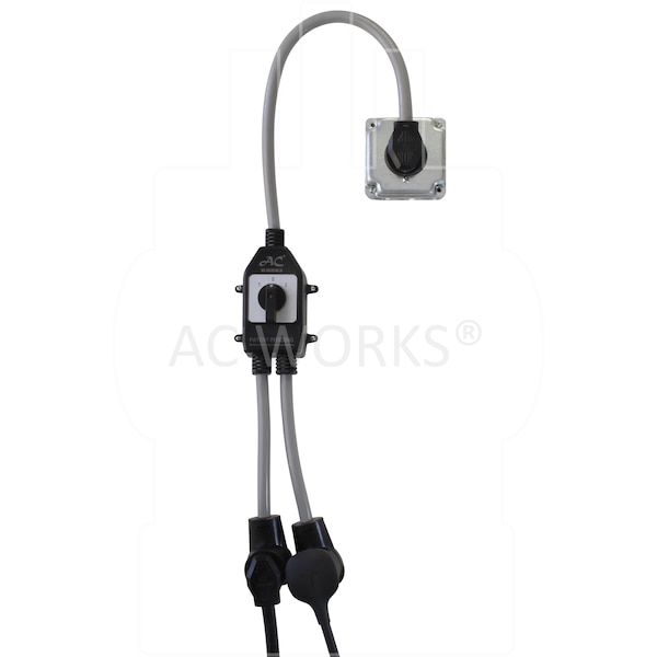 Ac Works Safety Switch Y-Cable 30A 3-Prong Dryer Plug to 2 3-Prong Dryer Connectors - EVY1030SW-036