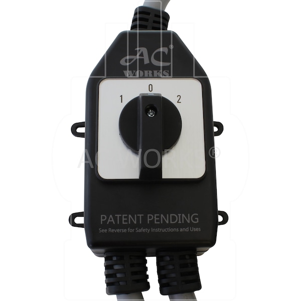 Ac Works Safety Switch Y-Cable 30A 3-Prong Dryer Plug to 2 3-Prong Dryer Connectors - EVY1030SW-036
