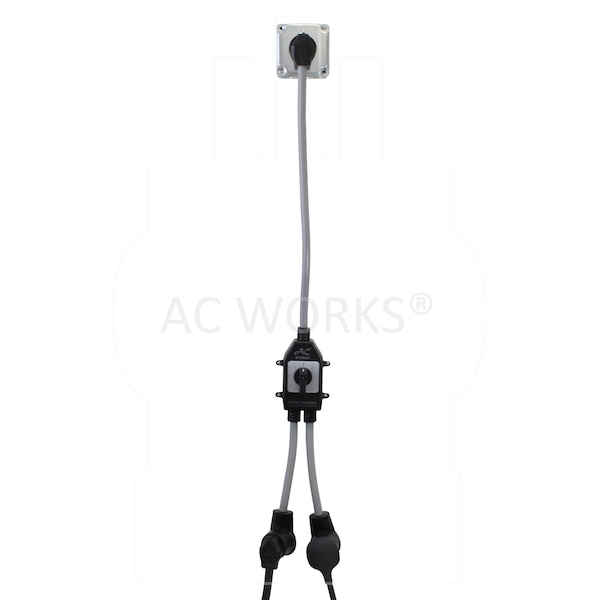 Ac Works Safety Switch Y-Cable 30A 3-Prong Dryer Plug to 2 3-Prong Dryer Connectors - EVY1030SW-036