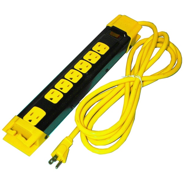 Quest Technology International Heavy Duty Surge Strip, 7-Outlets + 12Ft. Cord, Black/Yellow, Etl - EPD-1907