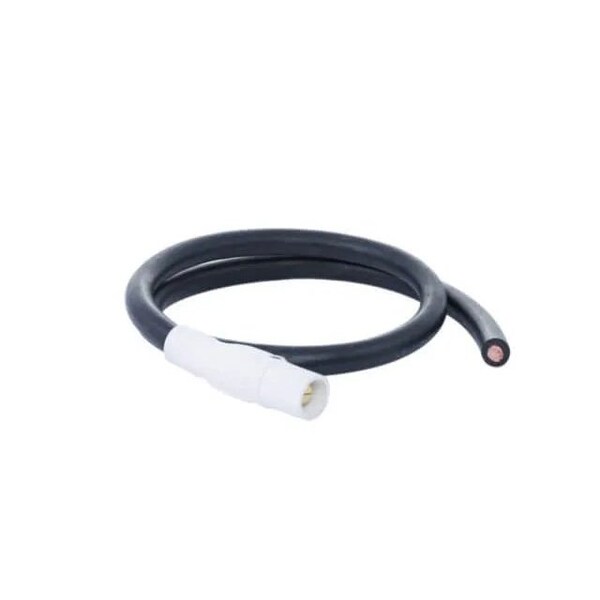 Power Assemblies Type W Pigtail 400A 4/0 AWG Series 16 Male Camlock to Blunt 10 ft, White - 40TW16010MBW