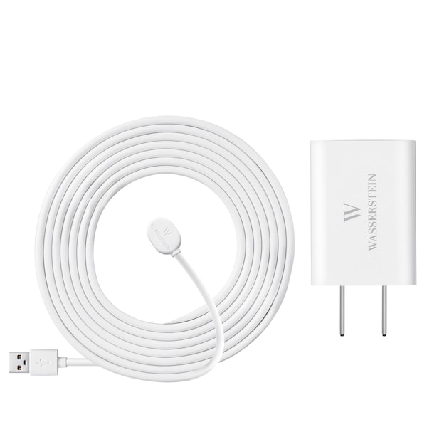 Wasserstein Charging Cable, 6ft, with Charge Adapter, Weatherproof, for Arlo Ultra/Ultra 2/Pro 3/Pro 4, White - ArloUltraOutCaQC6ftWhtUS