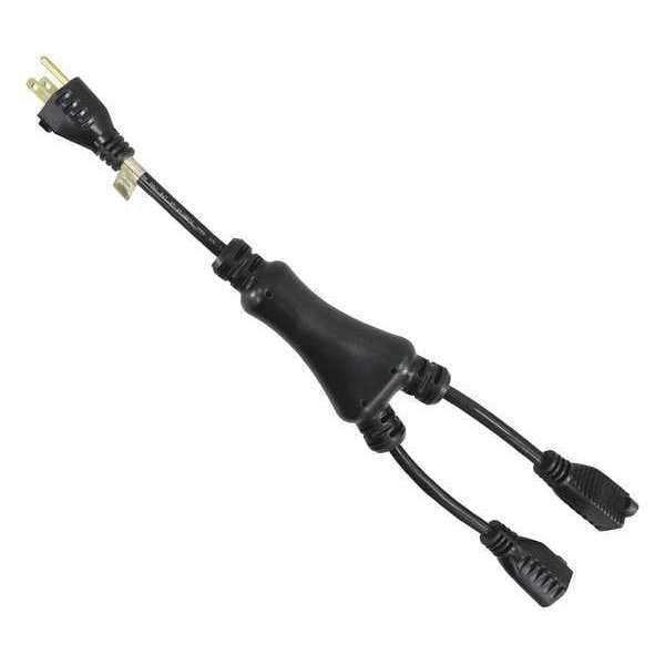 Zoro Select Splitter Power Cord, 5-15P, SJT, 1.2 ft., 15A - 5XFT7ID